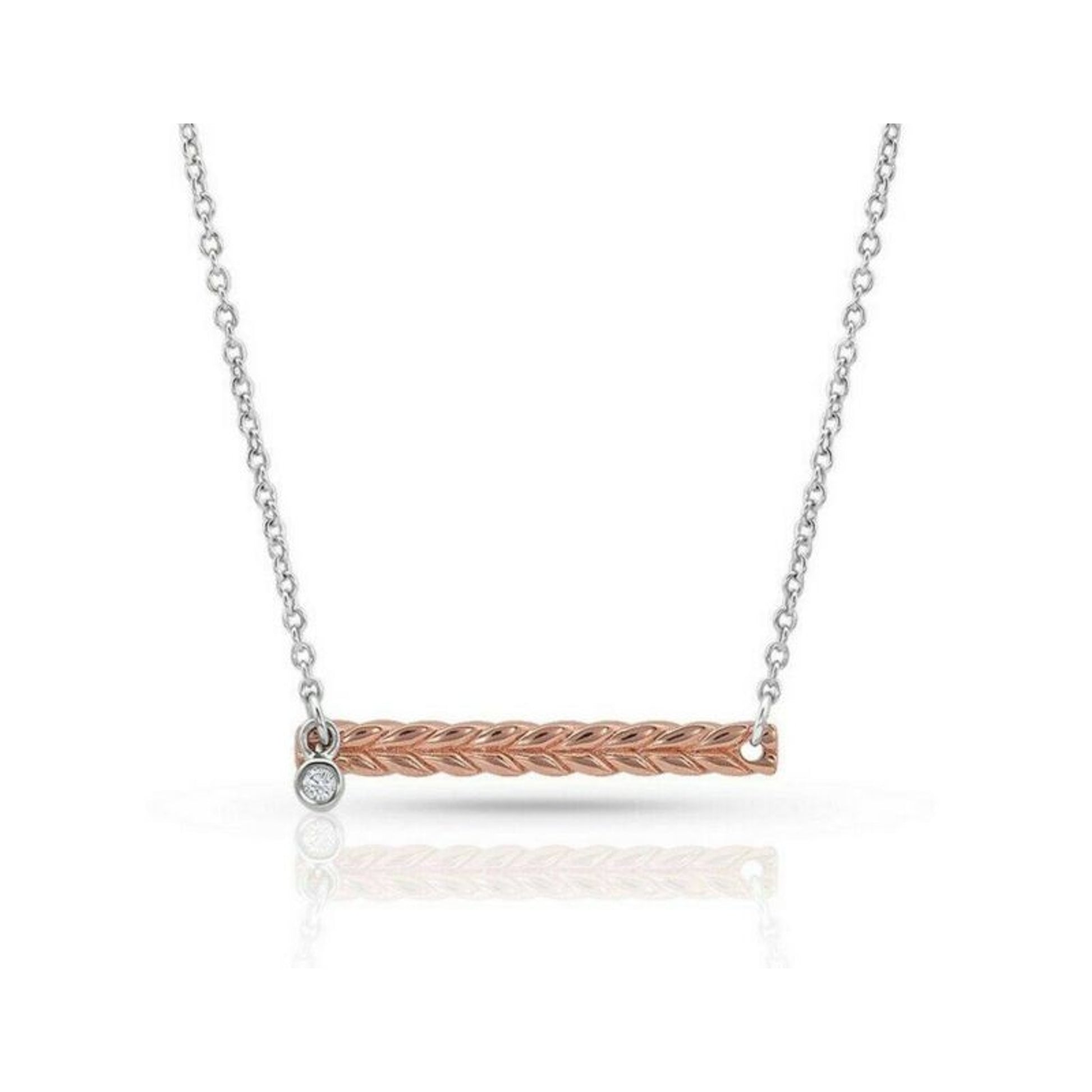 Montana Silversmiths Rose Braided Bar Necklace 19"