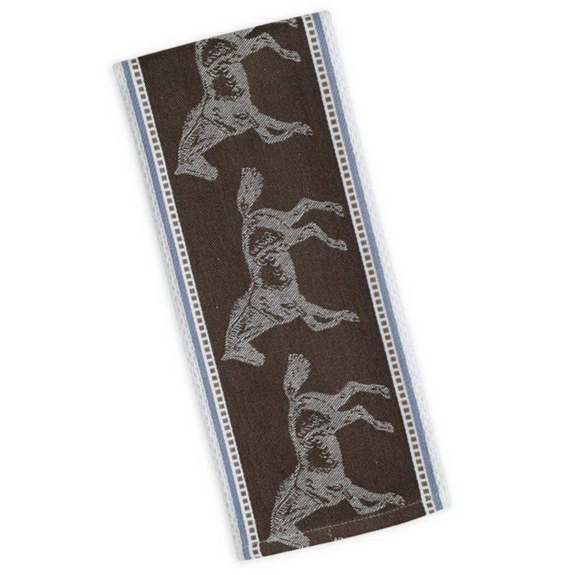 Jacquard Horse Kitchen Towel 18" x 28" Brown/Blue