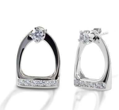 AWST Int'l Sterling Silver & CZ Stirrup Earrings