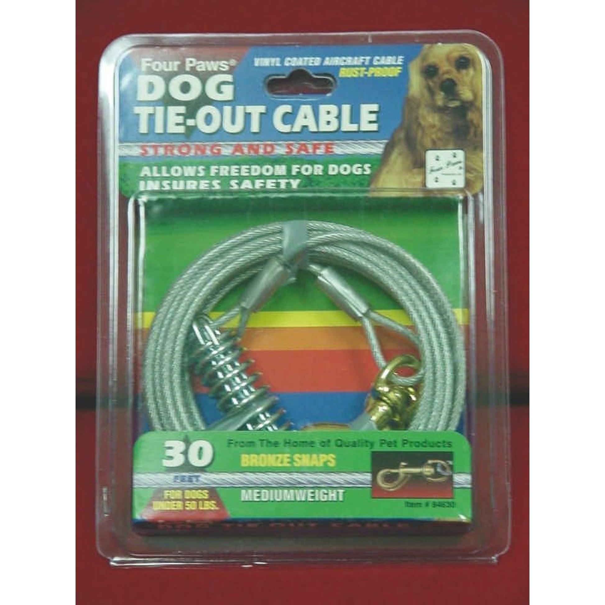 Medium Weight Tie Out Cable For Dogs 10 Ft Red