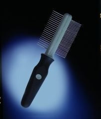 Double Sided Comb For Dogs/Cats 5x1.75x10.5 Bk/Gr