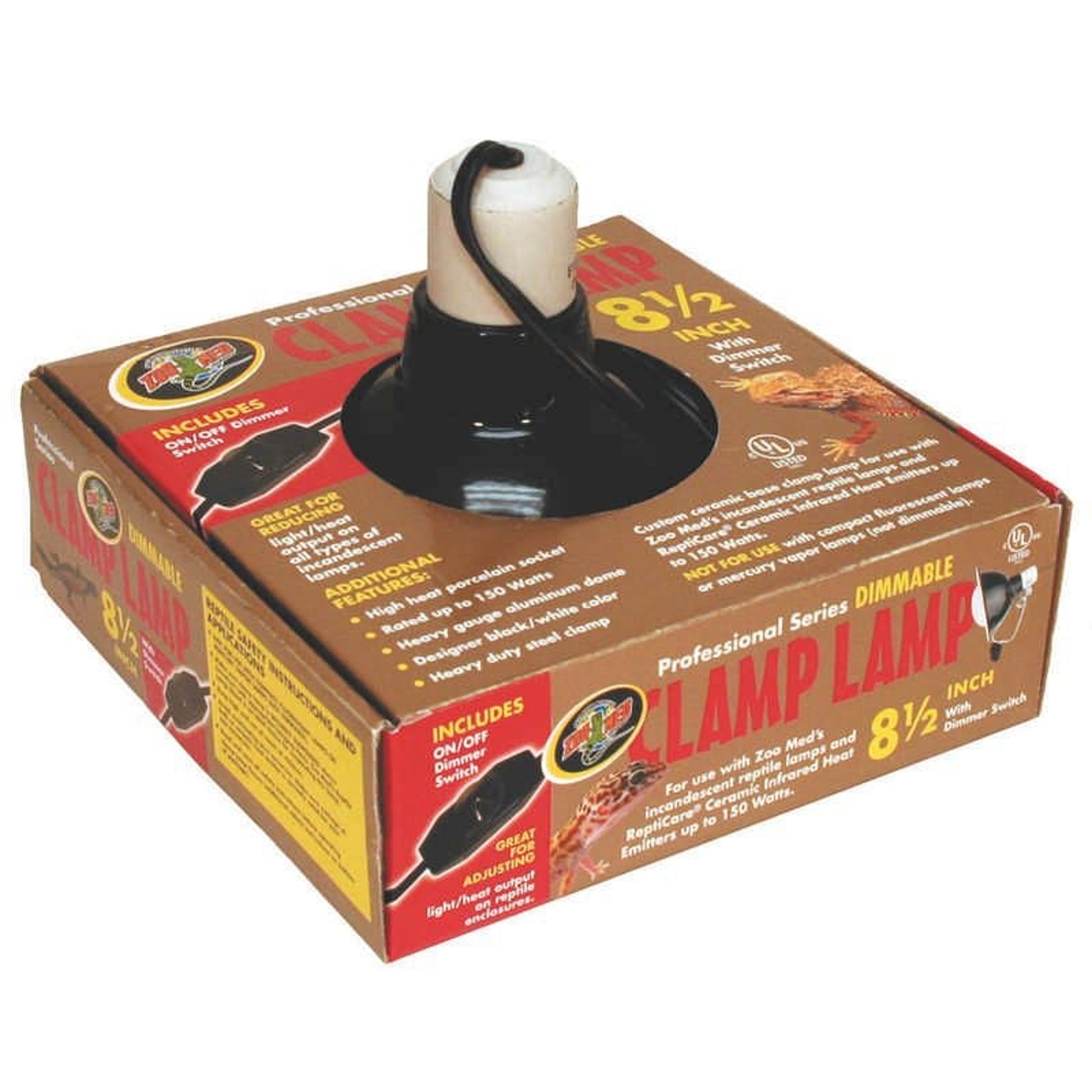 Deluxe Dimmable Clamp Heat Lamp For Reptiles Bk