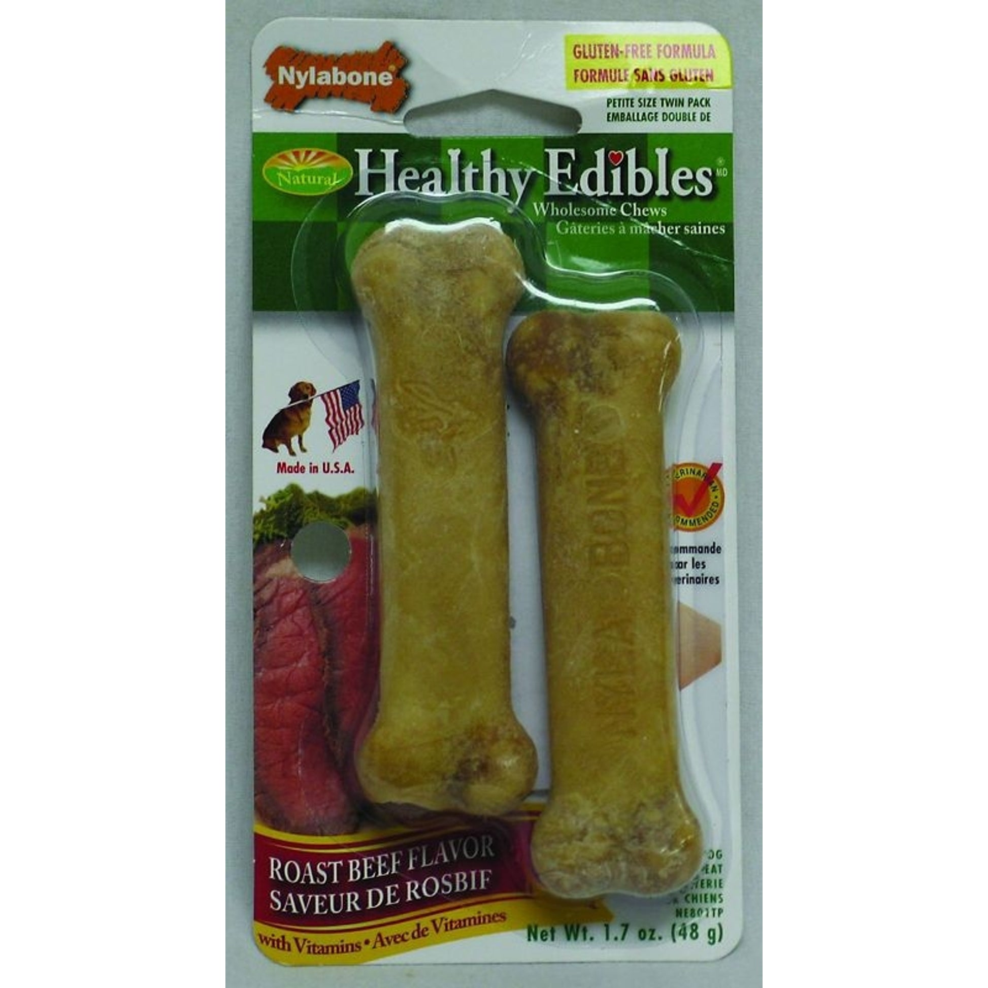 Nylabone Healthy Edibles Bone With Vitamin 2Pk RBeef