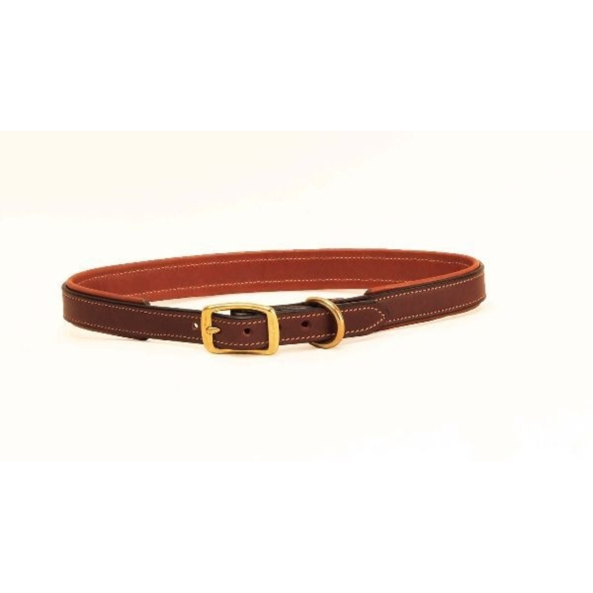 Tory 2-Tone Padded Leather Dog Collar 12in Brown