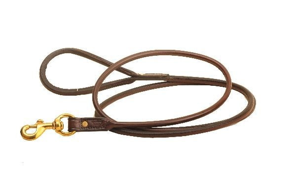 Tory Rolled Leather Dog Leash - 6 Ft 6 ft Blk/Gry