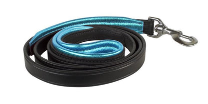 Perris Metallic Padded Leather Dog Leash 5ft Bk/Pi