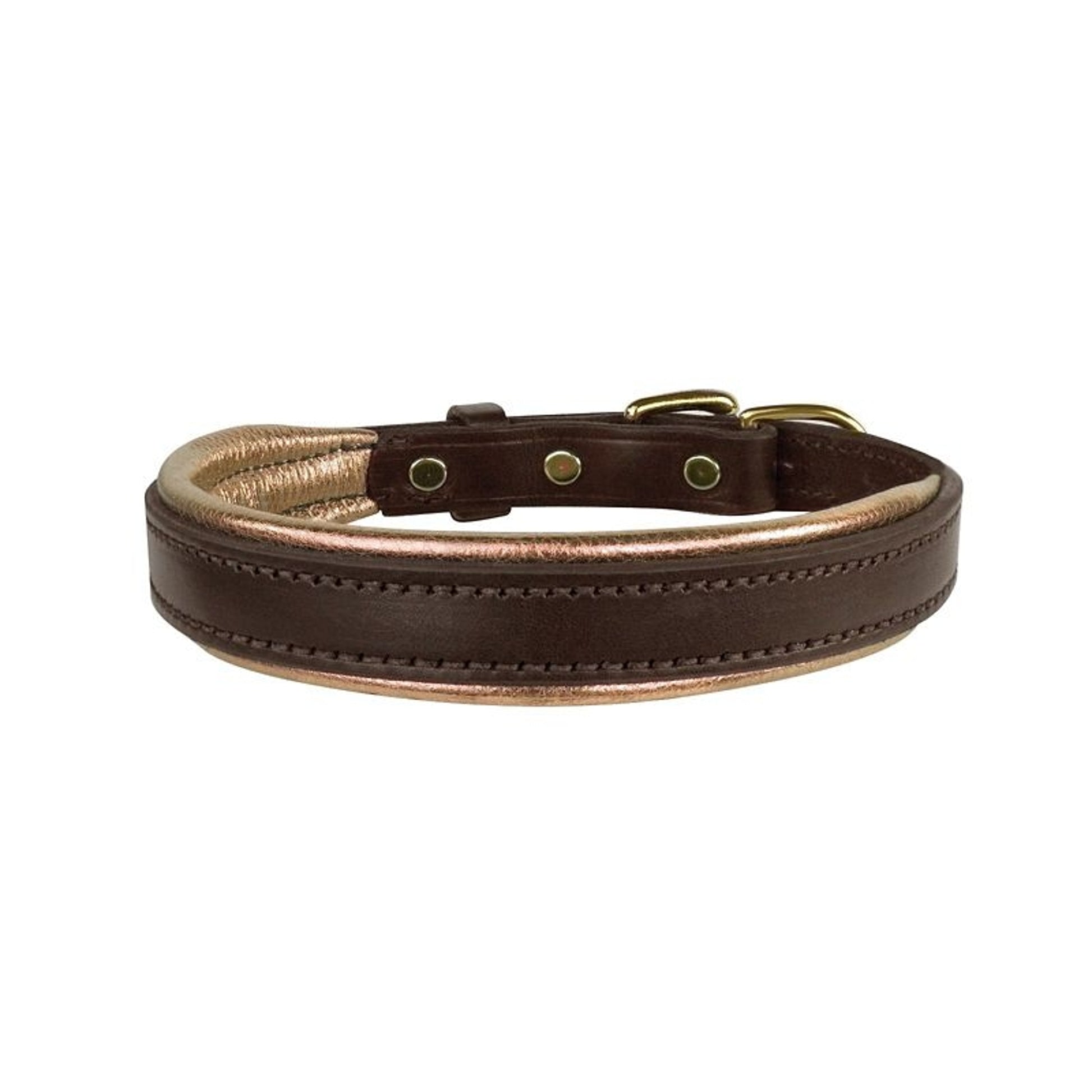 Perris Metallic Pad Leather Dog Collar LG HavPlat