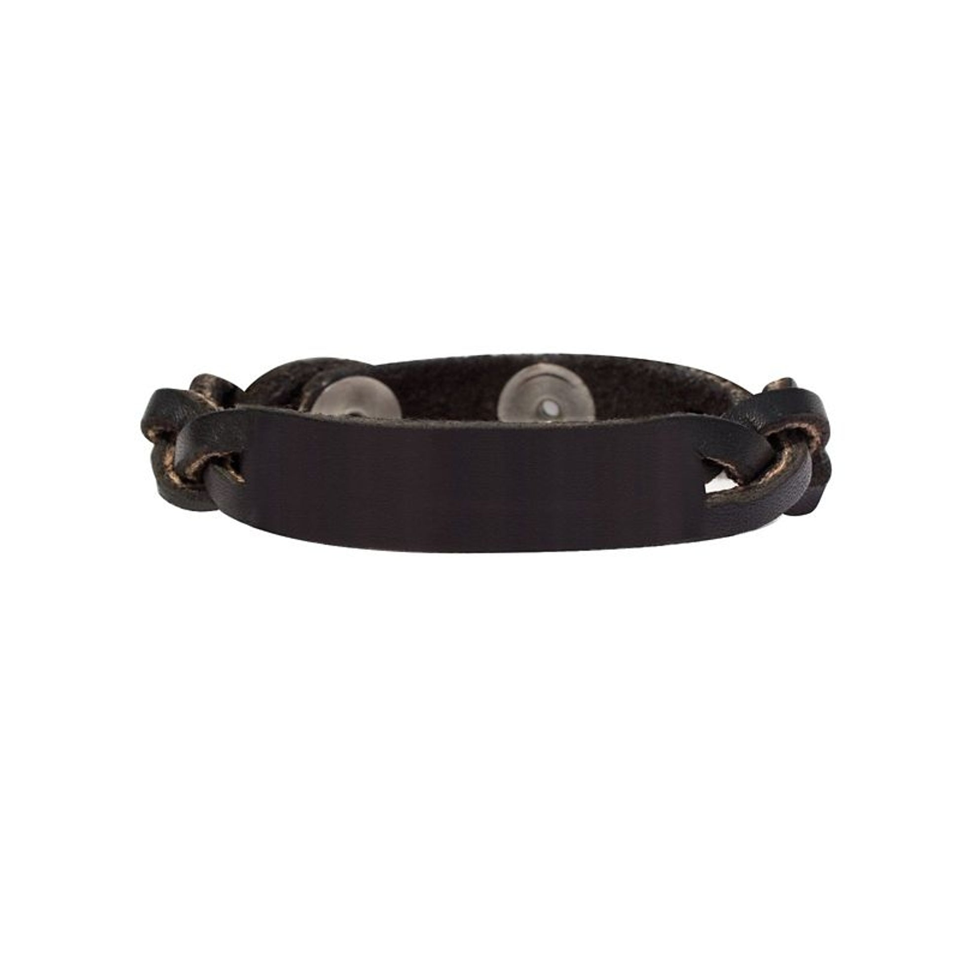 Perris Braided Leather BraceletBk/Wh