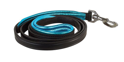 Perris Metallic Padded Leather Dog Leash 5ft Bk/Pi