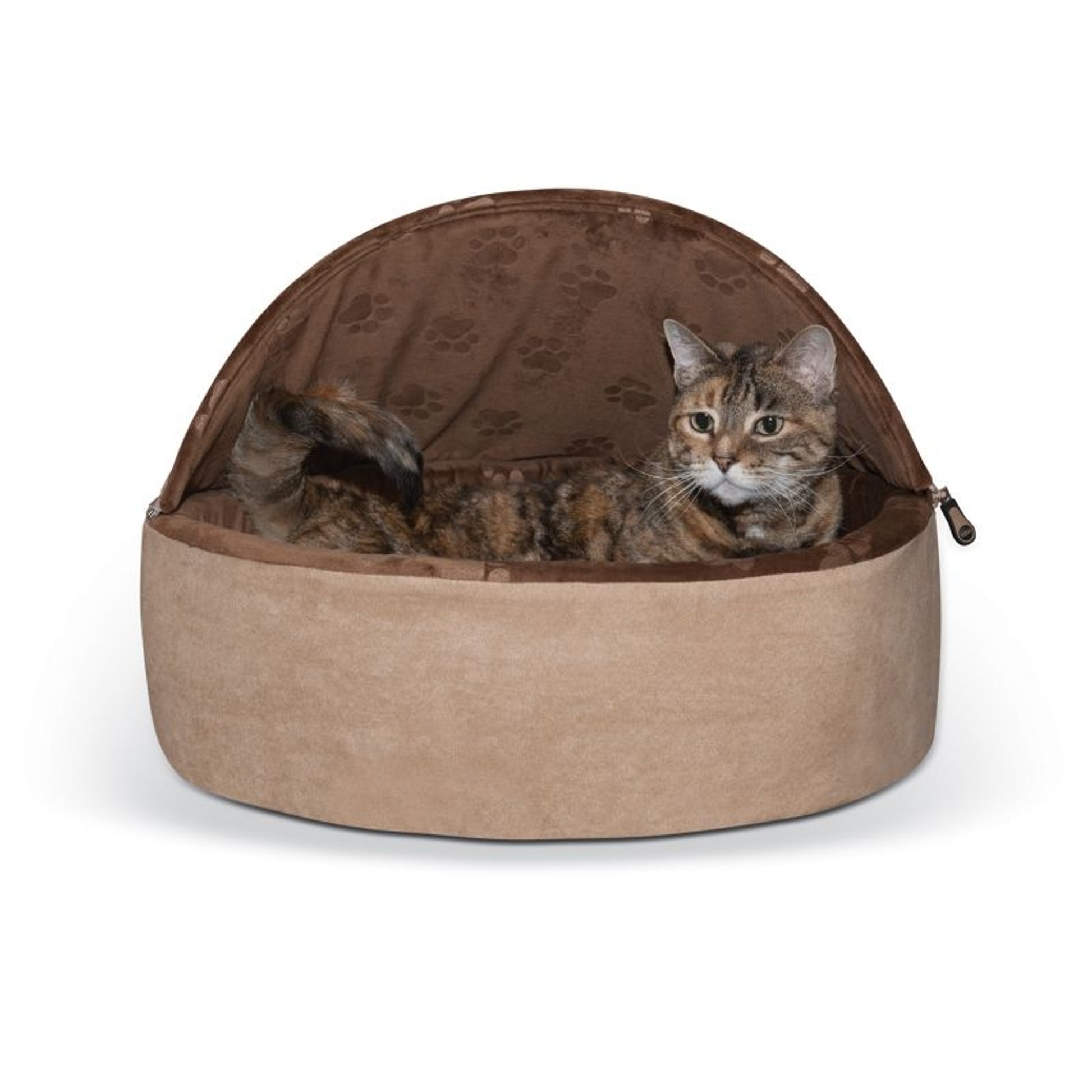 KH Mfg Self-Warming Choc Hooded Kitty Bed