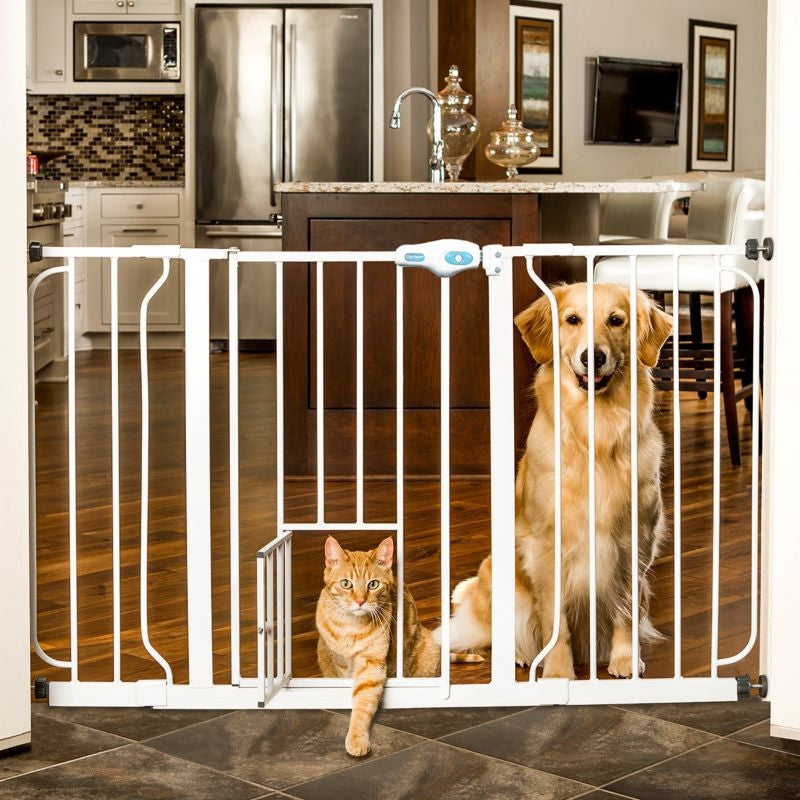 Carlson Pet White Extra Wide Gate with Pet Door