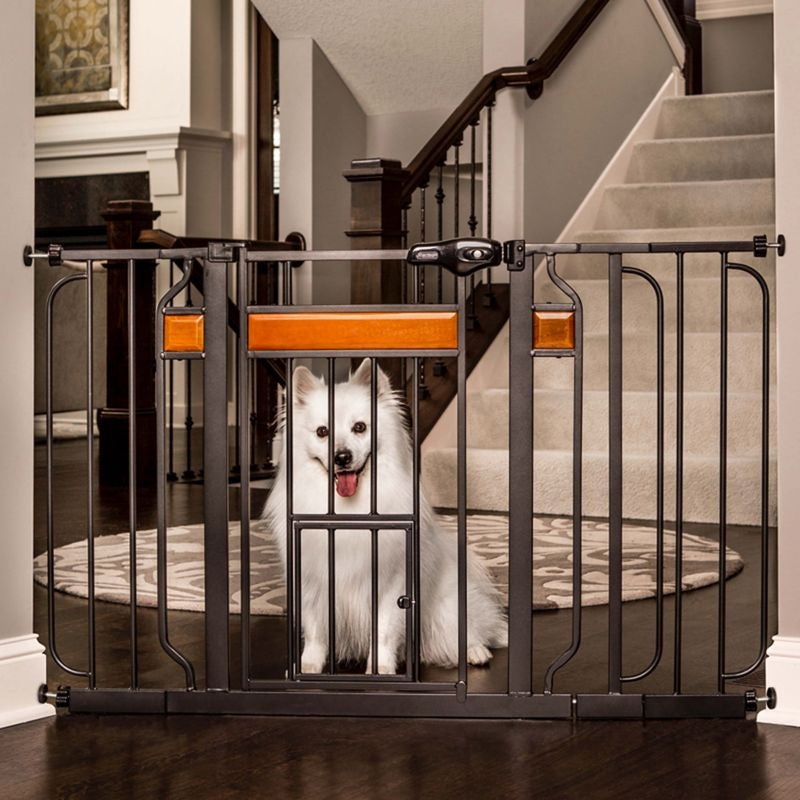 Carlson Pet Design Paw Extra Wide Gate with Pet Door