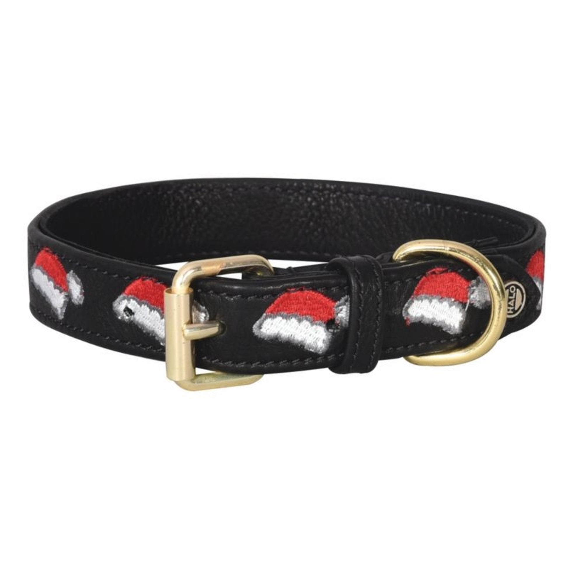Halo Santa Hat Leather Dog Collar