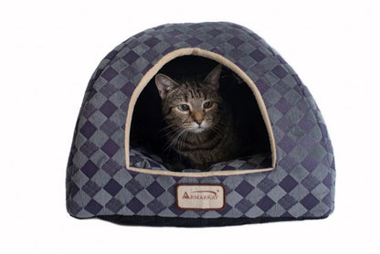 Armarkat Purple/Gray Check Pattern Cat Bed
